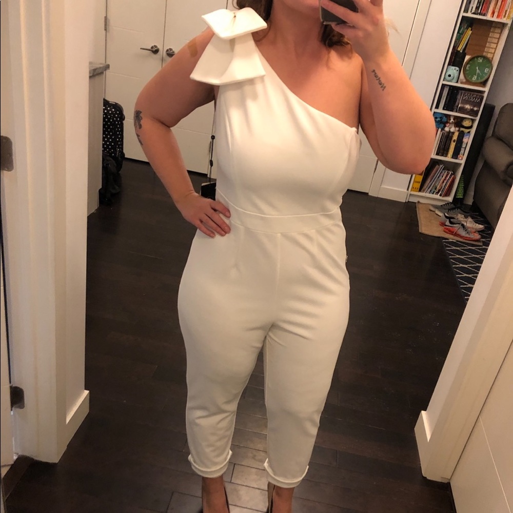 White one shoulder jumpsuit!
